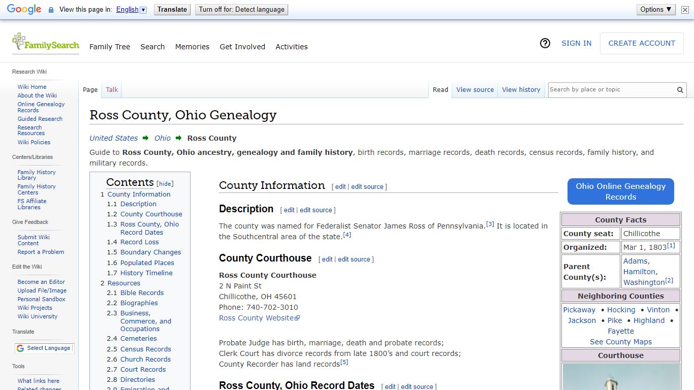 Ross County, Ohio Genealogy • FamilySearch