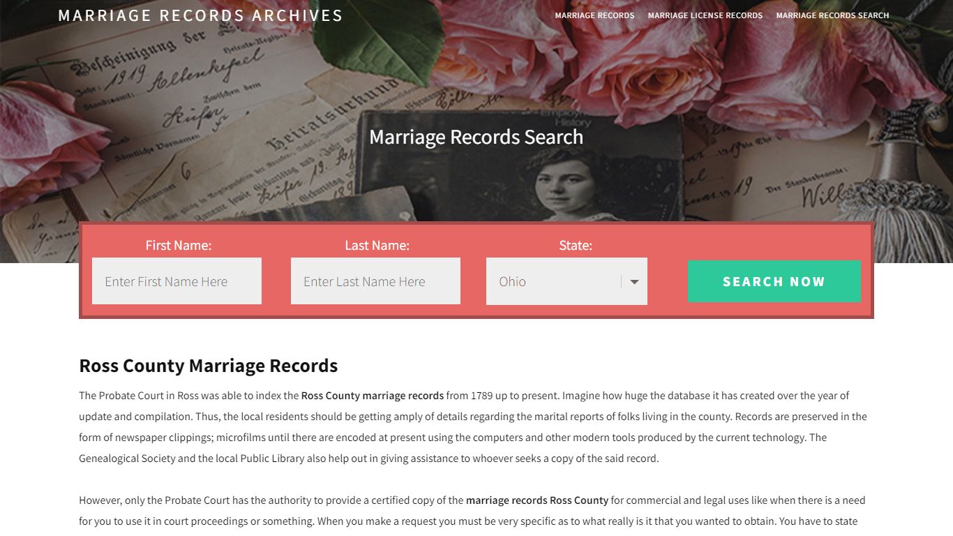 Ross County Marriage Records | Enter Name and Search | 14 ...