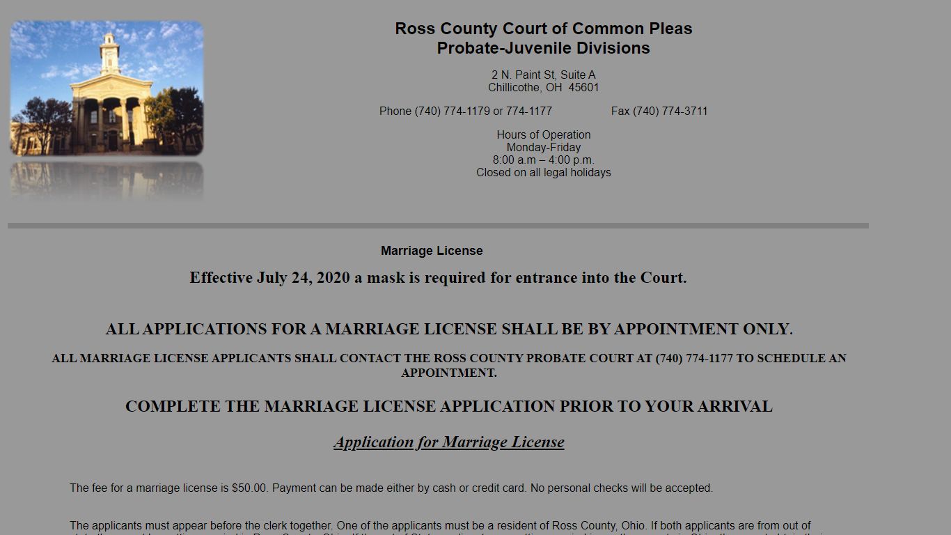 Marriage License - rossprobatejuvenile.com